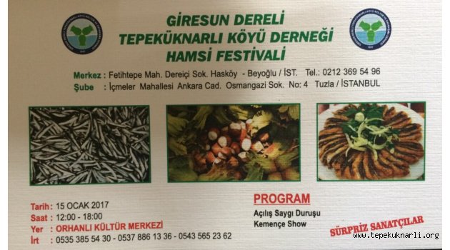 Tepeküknarlı Köyü 11. Hamsi Festivali 15 Ocak'ta Yapılacak