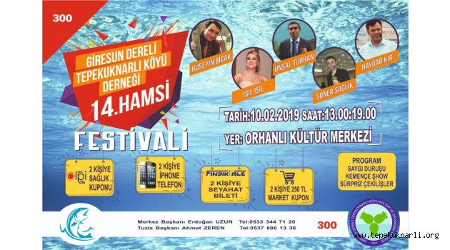 Tepeküknarlı Köyü 14. Hamsi Festivali 10 Şubat 2019'da Yapılacak