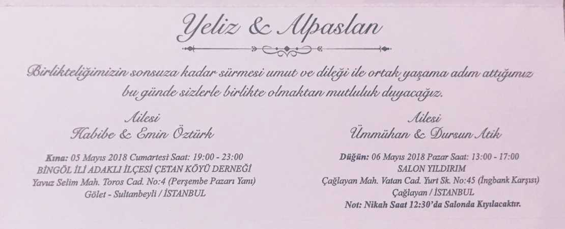 Düğün - Yeliz ÖZTÜRK & Alpaslan ATİK (06.05.2018)