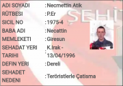 Şehit - Necmettin ATİK (13.04.1996)