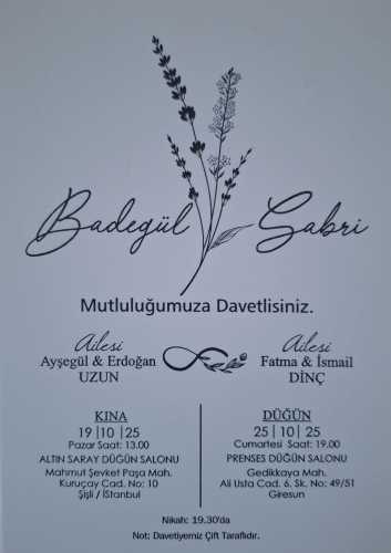 Düğün - Badegül UZUN & Sabri DİNÇ (25.10.2025)